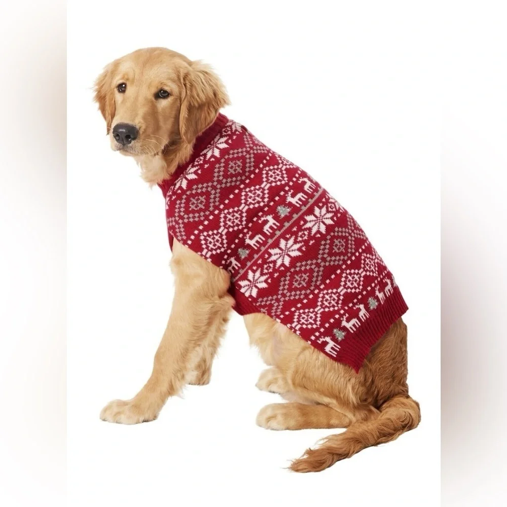 Frisco by Chewy New Dog Sweater Reindeer Fair Isle XXL Red White